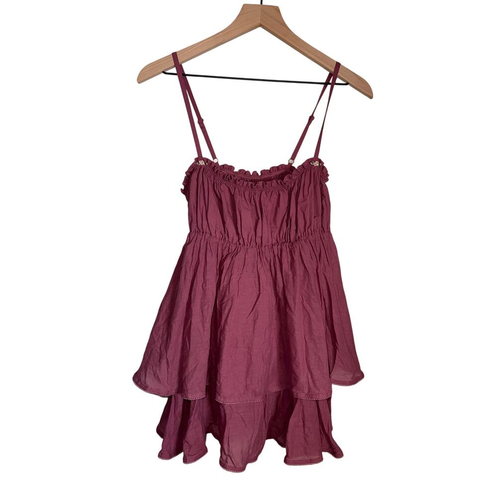 POPFLEX cotton ruffle rosette detail coquette girl  cottagecore tank top M